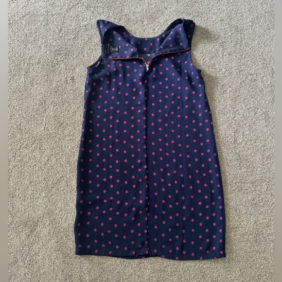 Adrienne Vittadini Dress Size 2 Navy & Pink Polka Dot Shift Sleeveless casual - Picture 9 of 12